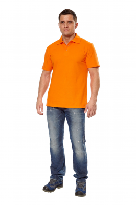 Рубашка мужская "Поло" короткий рукав цвет оранжевый