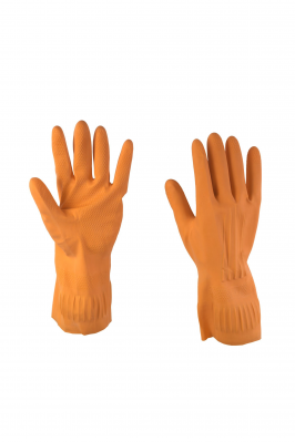 Перчатки рабочие латексные с внутренним хлопковым ворсовым слоем цвет оранжевый