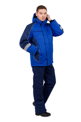 Куртка рабочая мужская зимняя "Страйк" цвет василек/темно-синий