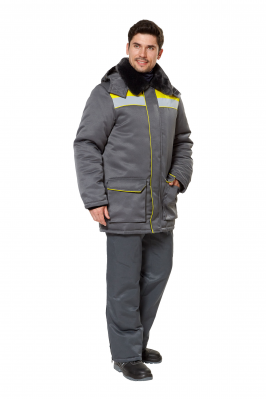 Куртка рабочая мужская зимняя "Прим" цвет серый/желтый